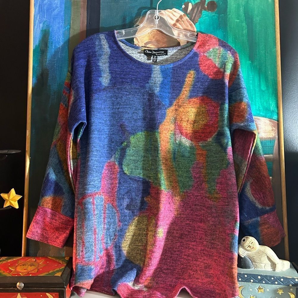 Claire Desjardins - Artist Print Rare Crewneck Sweater - Blue Pink Multicolor